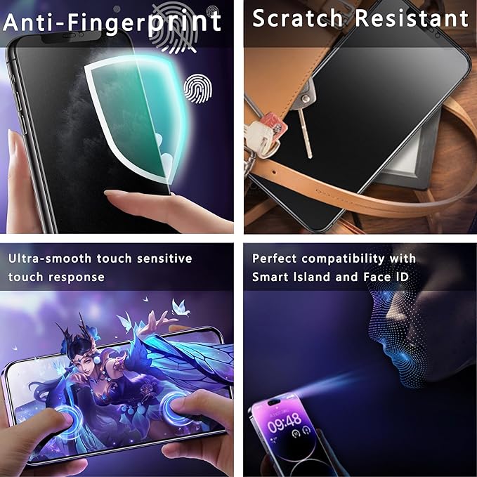 2 Pack Matte Privacy Screen Protector for iPhone 11 / iPhone XR, 9H Tempered Glass, Full Coverage, Anti-Fingerprint, Auto Dust-Elimination, No Bubble, Easy Installation