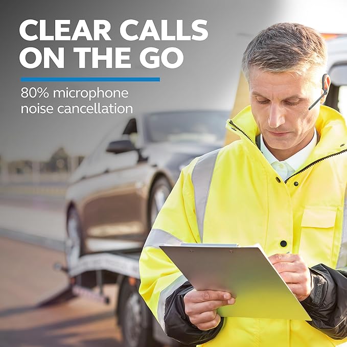 BlueParrott M300-XT SE Mono Bluetooth Wireless Headphones 80% Noise Canceling Earpiece Headset for Mobile Workers & Delivery Drivers, Compact Design with IP54-Rated Protection, 14 hrs Talk Time, Black