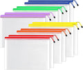 SUNEE 12pcs Mesh Zipper Pouch 11x16, Large Storage Bags for Board Game & Puzzle Organizing, Reusable Plastic Zip Organizer for Travel (A3, 6 Colors)