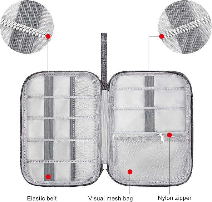 SELLYFELLY Travel Electronics Organizer Portable Cable Organizer Bag for Storage Electronic Accessories Case for Cord,Phone,Charger,Flash Drive (Gray)