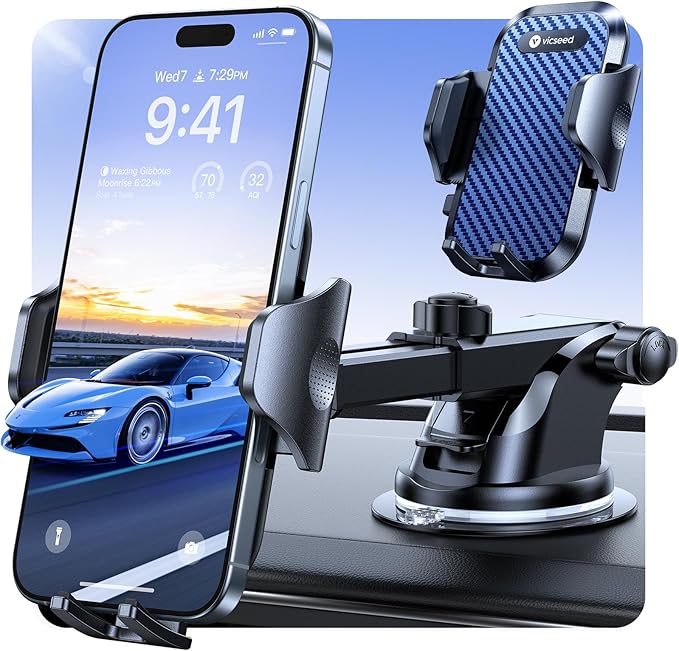 VICSEED [True Strongest Suction] [Rally Racing-Grade Stability] Phone Holders for Your Car 2025 Upgraded Car Phone Holder Mount Truck Stand Cradle for iPhone Samsung All Phones, Dark Blue