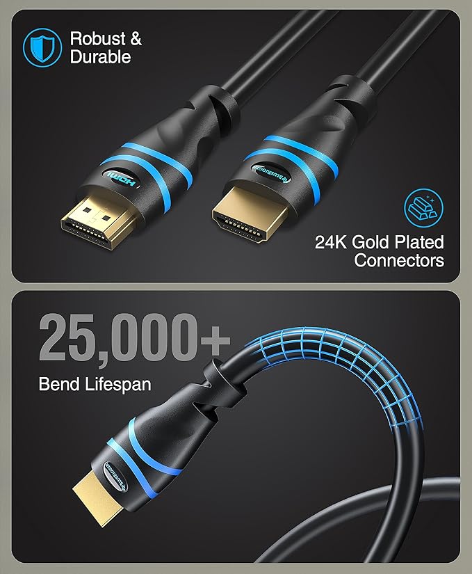 BlueRigger 8K HDMI Cable 3FT- 4 Pack, (8K 60Hz HDR, HDCP 2.3, High Speed 48Gbps) - Compatible with PS5/PS4, Xbox, Roku, Apple TV, HDTV, Blu-ray, PC