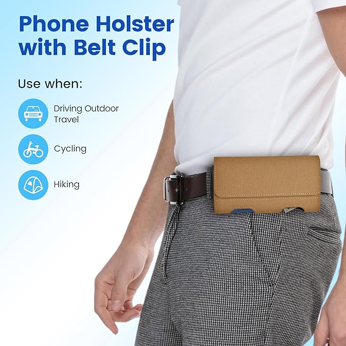 Mopaclle Nylon Phone Holster for iPhone 17 Pro Max, 17 Air, iPhone 16 Pro Max,iPhone 15 Pro Max 14 13 Pro Max & Plus, Premium Cell Phone Belt Holder with Belt Clip for Galaxy S25 Plus,S24 Plus