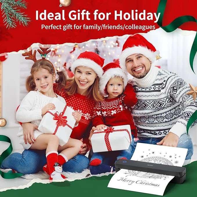 iDPRT Portable Printer Wireless for Travel, Inkless Bluetooth Thermal Printers for Home,Office,Vehicles203DPI,Supports 8.5" x 11" US Letter&A4 A5 Size,Compatible with Android and iOS Phones&PC