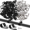 Hicarer 50 Pack R-Type Cable Clip Wire Clamp, Nylon Screw Mounting Cord Fastener Clips with 50 Pack Screws for Wire Management (Black, 1/2 Inch)