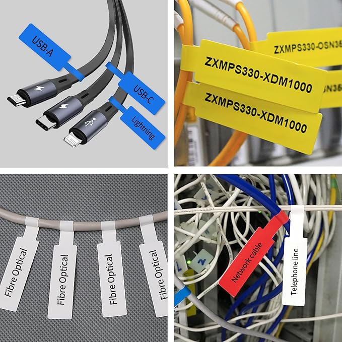 200 Pcs Cable Labels - Waterproof Wire Cord Label, Tear Resistant Wire Labels, Self Adhesive Cord Organizing Label, for Cable Management, Compatible with PUQU AQ20 Label Makers(Yellow) 30x90mm
