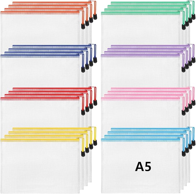Jetec 32 Pcs Mesh Zipper Bags Toy Storage Bikini Organizer Bag Bolsas Para Guardar Trajes De Baño Waterproof Zipper Reusable Pouch Puzzle Multipurpose for Storage Office(Cute Color,9 x 7 Inch)
