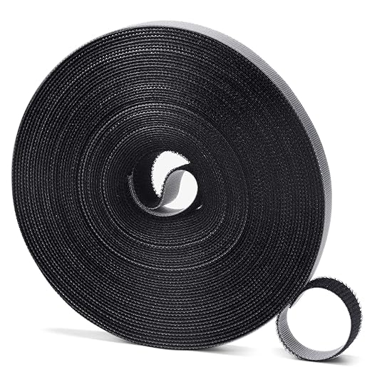 WILLBOND 1/2 Inch x 45ft Fastening Tape Cable Ties Reusable Fastening Nylon Tape Double Side Hook Roll Hook and Loop Straps Wires Cords Management Wire Organizer Straps (Black)
