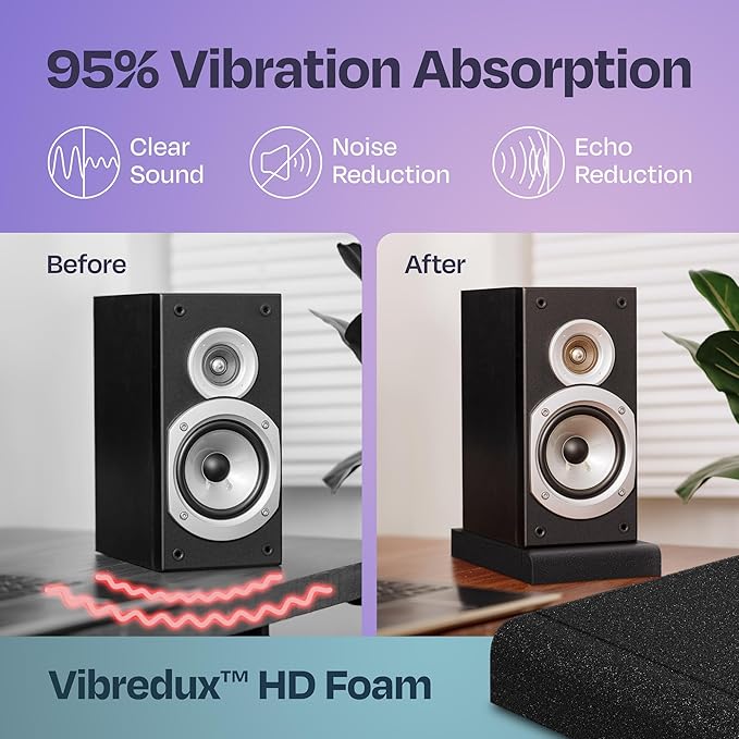 Studio Monitor Isolation Pads Premium Acoustic Foam Elevates Audio Ideal for 5 Inch Speakers Enhanced with Vibredux HD Foam for Superior Isolation