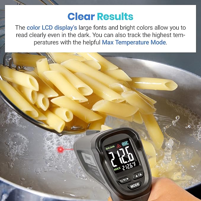 Etekcity Temperature Gun Infrared Thermometer -58°F 1130°F, Digital Laser Heat Gun for Pizza Ovens, Griddles, Meat, Refrigerators, Engines, HVAC, Kitchen & Pool Accessories