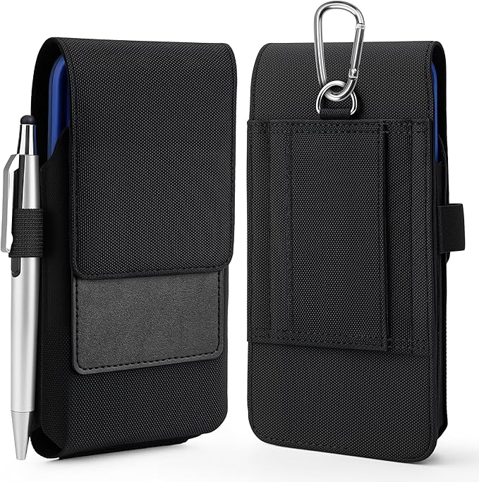BECPLT Nylon Holster for Galaxy S25 Ultra 5G S24/S23/S22/S21/S20 Ultra Belt Holster Black Cell Phone Holder Belt Clip Holster Case Phone Pouch Belt Pouch Cover
