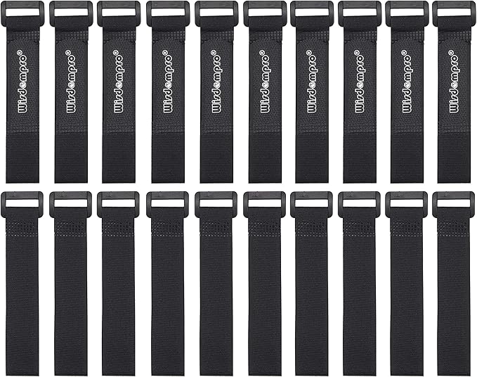 20 Pack 0.8 x 8 Inches Hook and Loop Reusable Fastening Cable Tie Down Straps by Wisdompro - Reusable, Durable Functional Ties to Keep Your Home, Office, Workspace from Tangled Messes of Cords