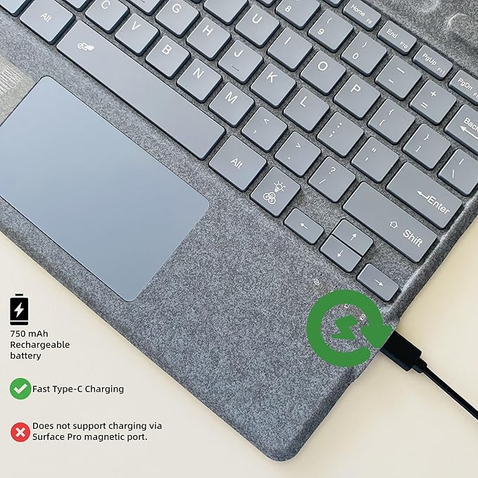 Keyboard for Microsoft Surface Pro Copilot+ (11th Edition) / Pro 11 / Pro 10 / Pro 9 / Pro 8 / Pro X, 13 inch, Detachable Type Cover with Touchpad, 7-Color Backlit & Pen Holder (Ice Blue)