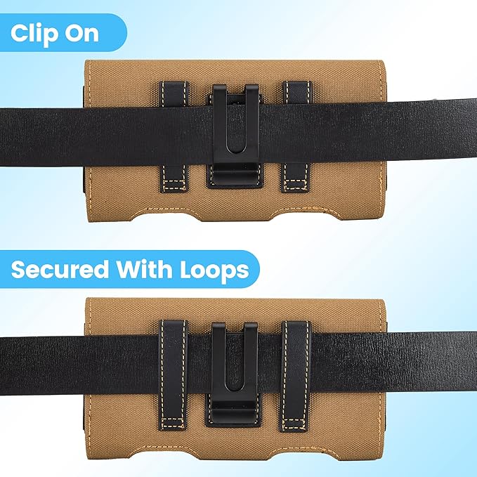 Mopaclle Nylon Phone Holster for iPhone 17 Pro Max, 17 Air, iPhone 16 Pro Max,iPhone 15 Pro Max 14 13 Pro Max & Plus, Premium Cell Phone Belt Holder with Belt Clip for Galaxy S25 Plus,S24 Plus