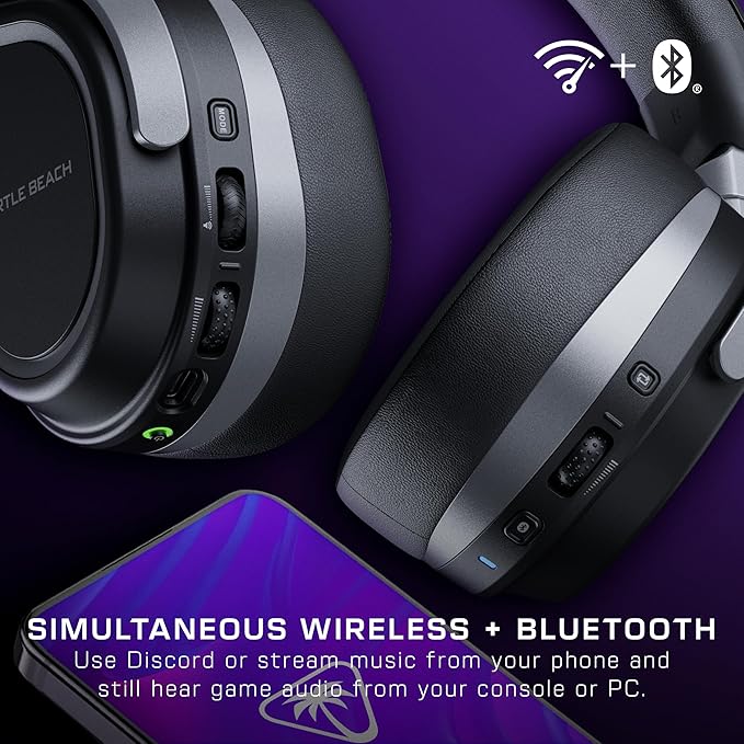 Turtle Beach Stealth 700 Gen 3 Wireless Multiplatform Amplified Gaming Headset for PS5, PS4, PC, Mobile – 60mm Drivers, AI Noise-Cancelling Mic, Bluetooth, 80-Hr Battery, Dual Transmitters – Black