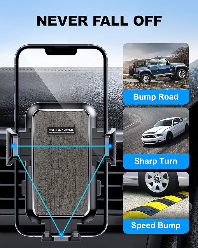 Car Phone Holder Mount for Air Vent, [Never Shake Hook Clip] 360° Adjustable Vent Clip, Compatible with Big Phones,Thick Cases, Phone Holders for Your Car–Fits iPhone, Samsung and Android