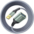 AINOPE 2 Pack USB Extensions Cable High Speed USB 3.0 Extension Cord Type A Male to Female Sturdy Braided Material Fast Data Transfer Compatible with USB Keyboard,Mouse,Flash Drive,Grey,20FT+20FT
