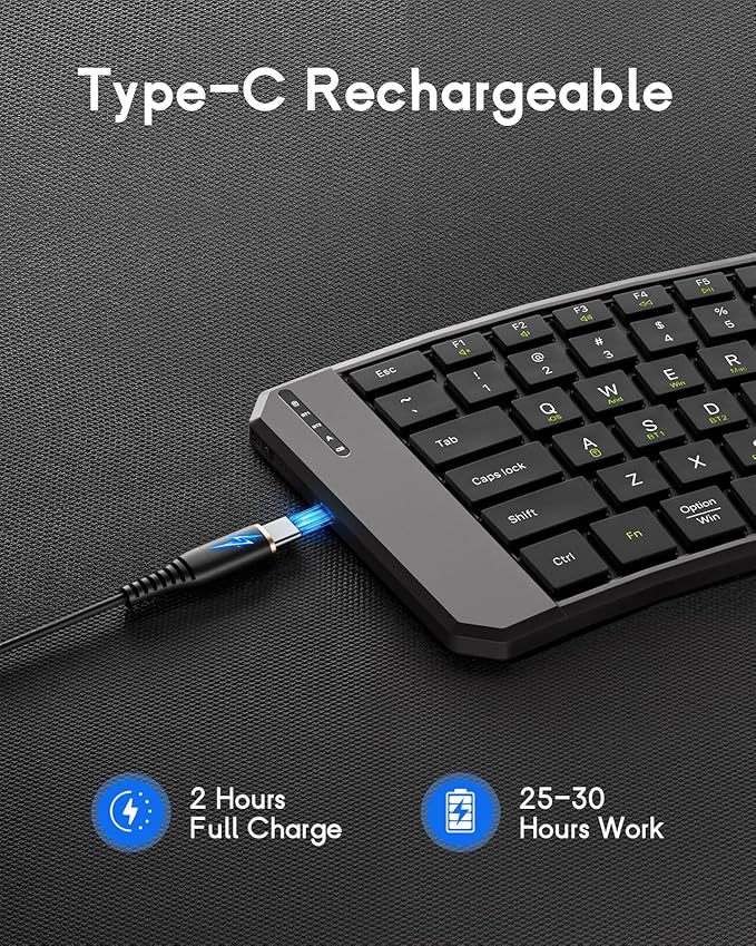 MoKo Ergonomic Foldable Keyboard, Split Portable Folding Bluetooth Keyboard for Business Travel, Ultra Slim Rechargeable Wireless Keyboards for iOS/Android/Windows Tablet PC Smartphone