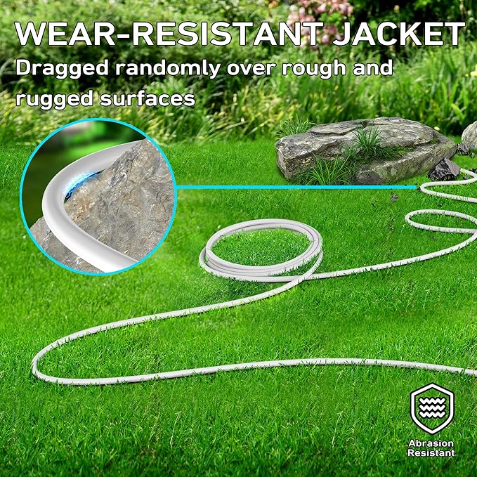 LUCKY TL Indoor Outdoor Extension Cord, 16/3 Gauge White Long Extension Cord 50ft, Waterproof Flexible Case, Made of Pure Copper, 13A 1625W 16AWG SJTW, 3 Prong Heavy Duty Wire, ETL
