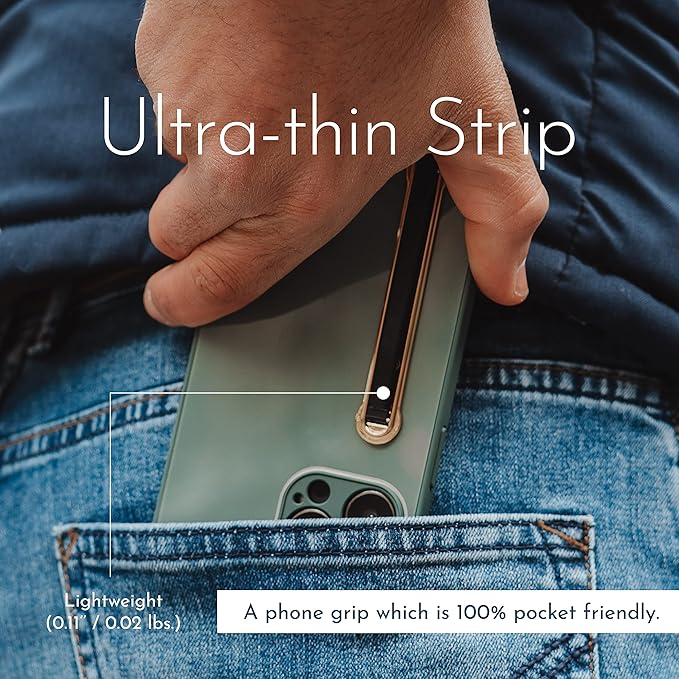SleekGrip Premium: Swappable Phone Stand & Phone Grip - Ultra Thin Convertible Grip Holder Fits Most iPhone and Android Cases, Phone Strap Compatible with Wireless Chargers and Car Mounts
