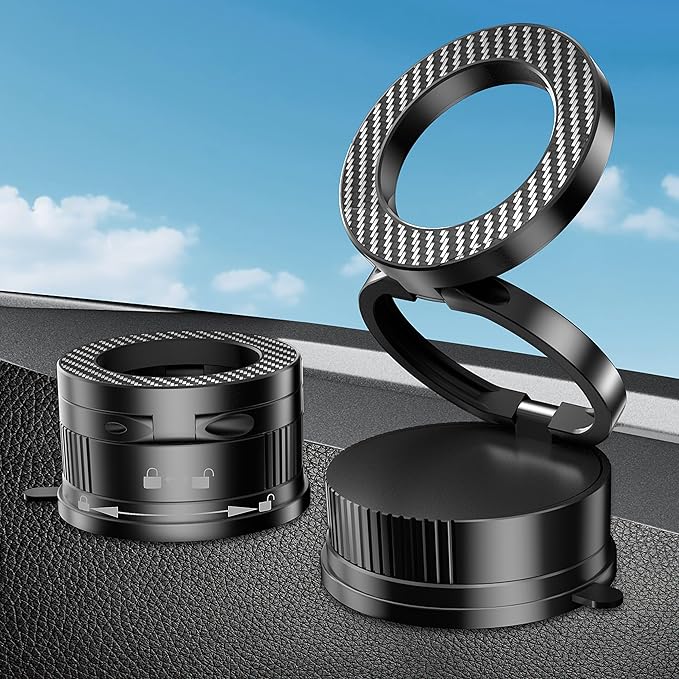 Latest Upgraded Suction Cup Phone Mount Nano Gel 360°Phone Stand Vacuum Magnetic Car Phone Holder for MagSafe Car Mount 110 LBS Car Accessories for iPhone 16/15/14/13/12 / Android