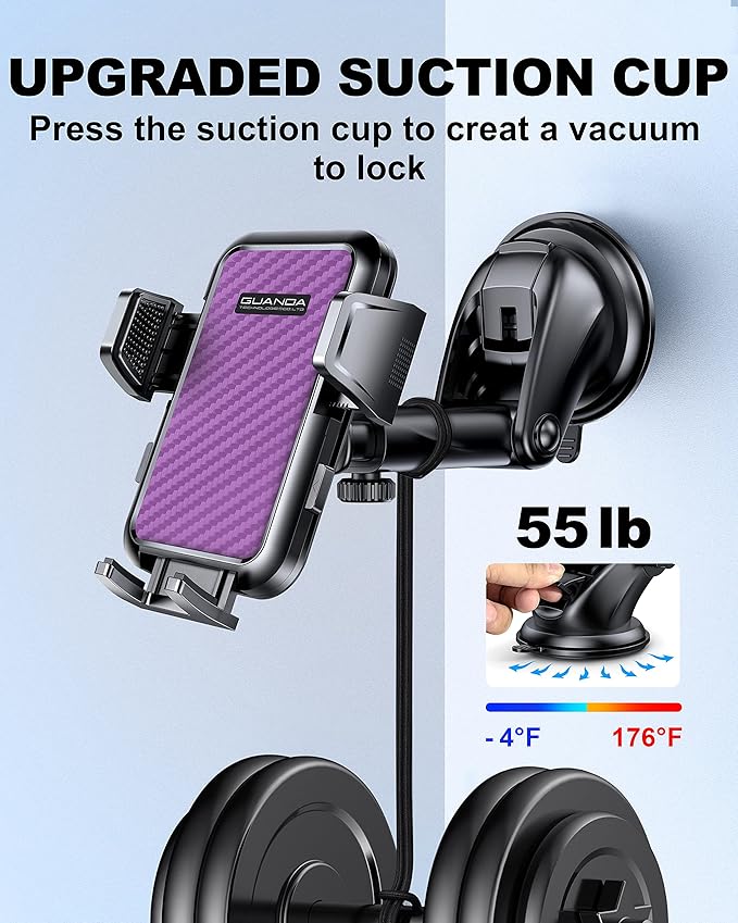 Universal Car Phone Holder for Dashboard Windshield, Hands Free Phone Mount for Car, Automobile Cradles Desk Phone Holder Stand with Suction Cup for iPhone, Samsung, LG and All Android Smart Phones