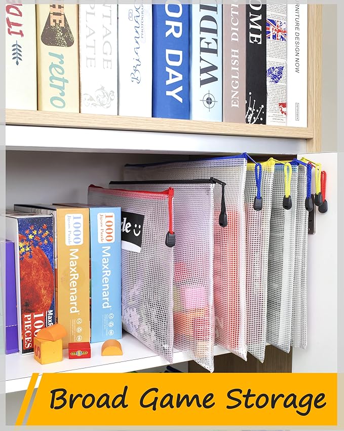 SUNEE Multisize Plastic Zipper Pouches (6 Colors, 18 Packs), Water-Resistant Zip Bag for School Office Supplies, Puzzles & Games Organizing Storage