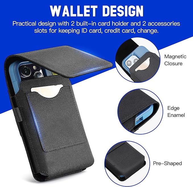 BECPLT for Galaxy S25+ S24+ S23+ S22+ 5G Note 20 Ultra 5G Nylon Cell Phone Pouch Holster Case with Belt Clip Cover for iPhone Air 17 Pro Max 16/15/14/13/12/11 Pro Max Galaxy S25 Ultra