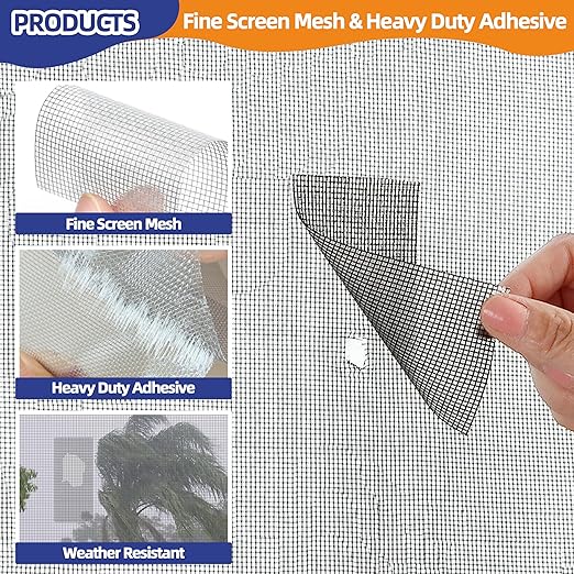 KING MOUNTAIN Black Window Screen Repair Tape,3inX35FT Heavy Duty Screen Repair Kit for Window Screen and Screen Door Tears Holes,Strong Adhesive & Waterproof Window Screen Patch, Weather Resistant