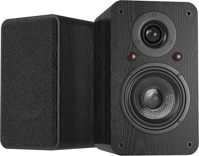 LONPOO Powered Bookshelf Speaker, Active Near Field Studio Monitor with 4" Caron Fiber Woofer and 1" Silk Domed Tweeter,100 Watts RMS with eARC, Optical, Coaxial, Wireless Bluetooth Streaming,Aux-in
