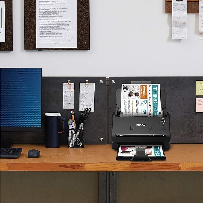 Epson Workforce ES-500W II Wireless Color Duplex Desktop Document Scanner for PC and Mac, with Auto Document Feeder (ADF) and Scan from Smartphone or Tablet (Renewed)