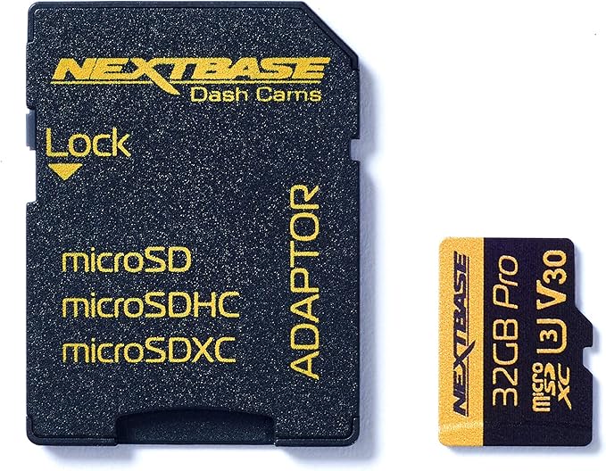 Nextbase 32GB U3 Micro SD Memory Card - with Adapter - Compatible with Nextbase in-Car Dash Cams Series 1 and 2