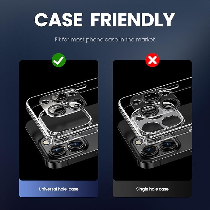 [2 in 1] for iPhone 14 Pro/iPhone 14 Pro Max Camera Lens Protector,Full Protective Metal Ring + HD Tempered Glass Camera Screen Protector Cover Film Accessories, Space Black