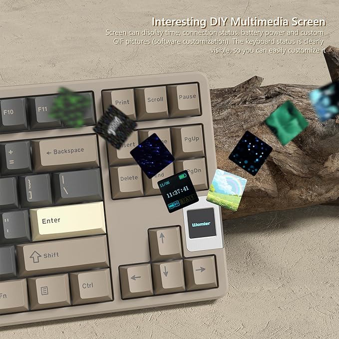 QK87 75% Keyboard with Multimedia Screen, QMK/VIA Wireless Gaming Keyboard, Creamy Mechanical Key Board,3-Mode RGB Custom Gasket Hot Swappable for Windows&Mac, POM Linear Switch (Green Brown)