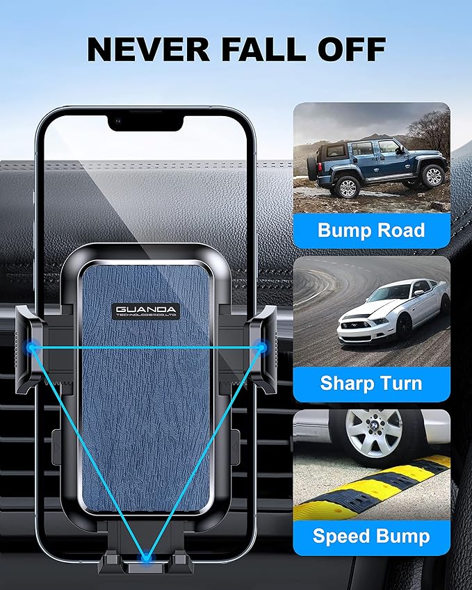 [2025 New] Car Vent Phone Mount, [Upgrade Hook Clip Never Shake] Adjustable 360 Rotation Vent Clip Car Phone Holder Mount, Big Phone & Thick Case Friendly Fit for All iPhone, Samsung & Cell Phone