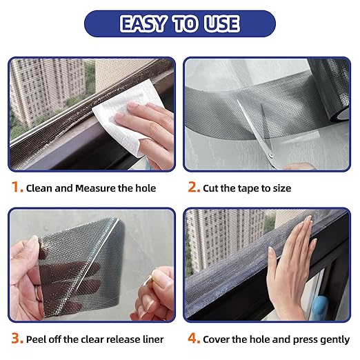 KING MOUNTAIN Black Window Screen Repair Tape,3inX40FT Heavy Duty Screen Repair Kit for Window Screen and Screen Door Tears Holes,Strong Adhesive & Waterproof Window Screen Patch