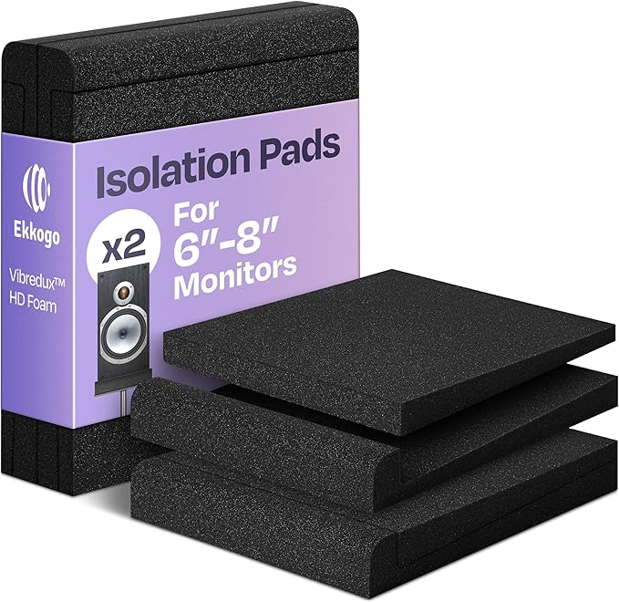 Pair of Studio Monitor Isolation Pads Premium Acoustic Foam to Elevate Audio Ideal Speaker Foam for 6.5-8 Inch Speakers Enhanced with Vibredux HD Foam for Superior Isolation