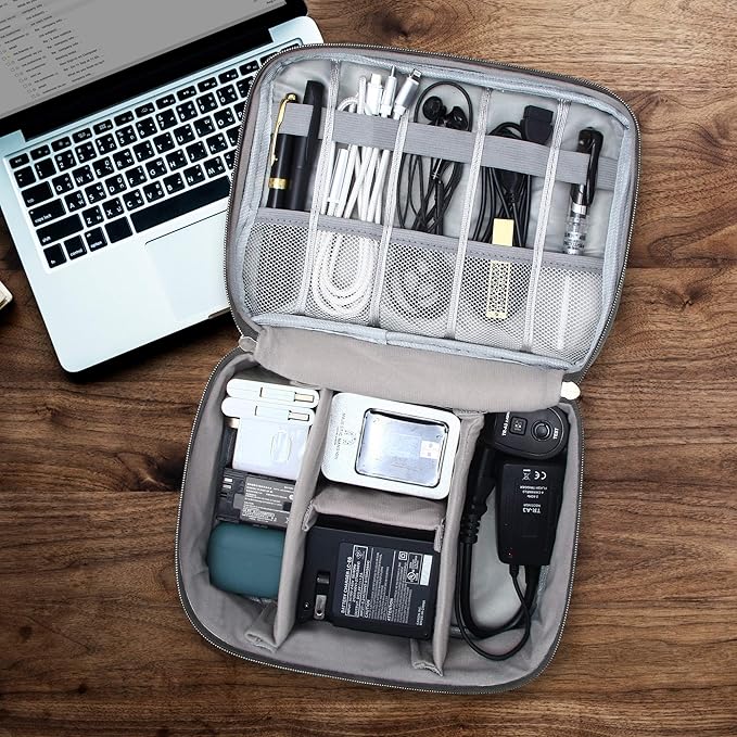 Electronics Organizer Travel Universal Cable Organizer Bag Waterproof Electronics Accessories Storage Cases for Cable, Charger, Phone, USB, SD Card, Hard Drives, Power Bank, Cords