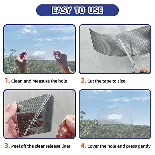 KING MOUNTAIN Black Window Screen Repair Tape,3inX35FT Heavy Duty Screen Repair Kit for Window Screen and Screen Door Tears Holes,Strong Adhesive & Waterproof Window Screen Patch, Weather Resistant