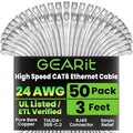 GEARit Cat 6 Ethernet Cable (50-Pack 3 Feet) Cat6 Network Patch, 10Gbps, RJ45, Snagless Cord, Gold-Plated Connectors, Internet for PC, TV, Tablet, Router, Printer, Servers, IT Data Center - White