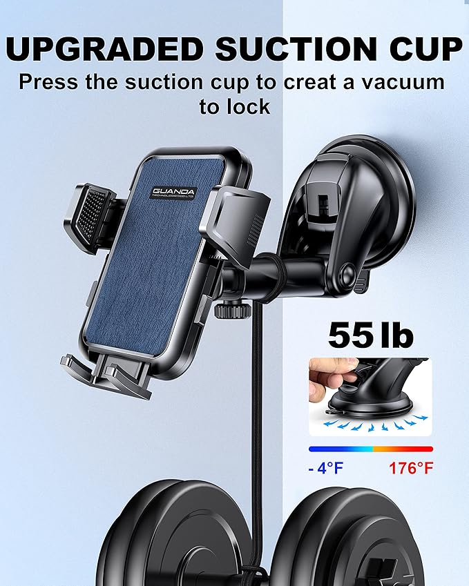 2025 Upgrade Car Phone Holder Mount, Universal Window Cell Phone Car Mount for Dashboard Windshield, Car Dash Mount Mobile Holder for iPhone, Samsung, Nokia, LG and All Android Smart Phones