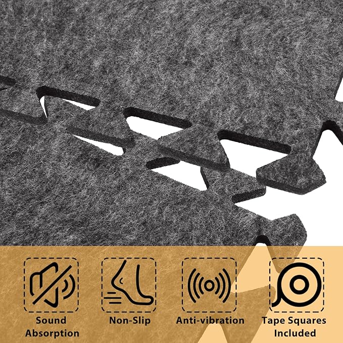 16 Pcs Sound Absorbing Interlocking Floor Mats, 11x 11 x 0.4 inches High Density Piano Carpet Drum Rug, Non-Slip Anti Vibration Soundproof Pads Acoustic Blankets for Music Studio