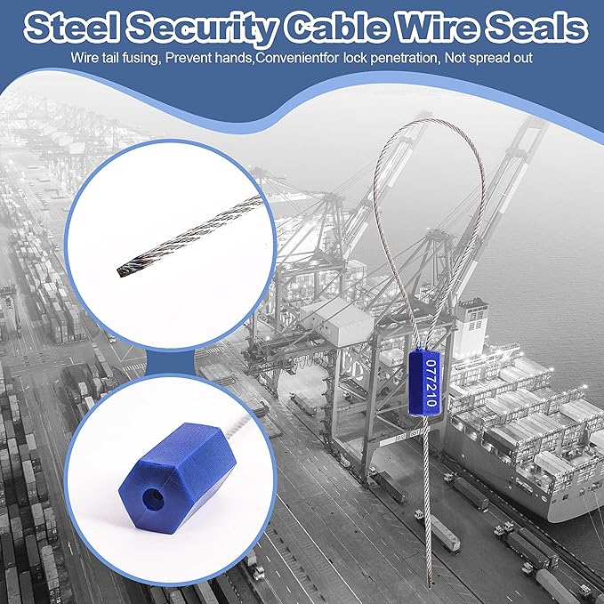 120 Pieces Security Cable Seals, Metal Number Security Tags for Truck, Trailers, Cargo, Containers, Vans, Oil Tank, Milk Vehicle (Blue, 120 Pack)