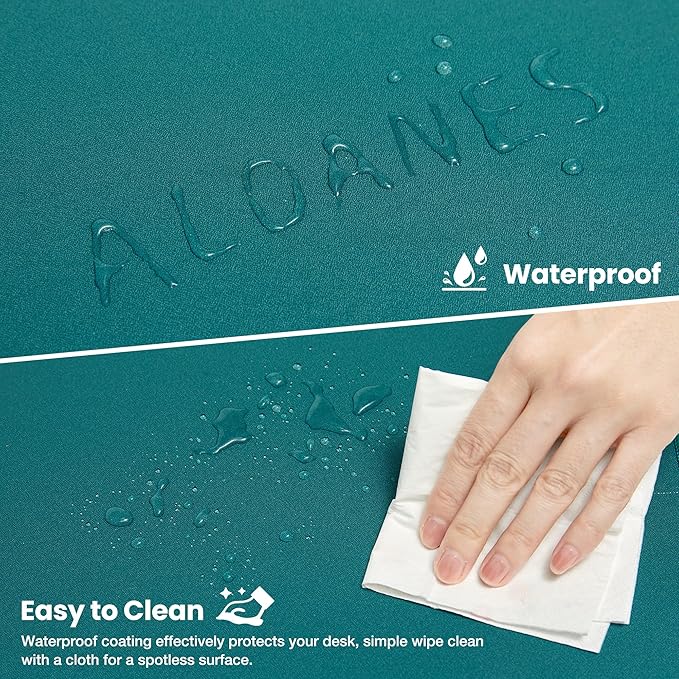 ALOANES Waterproof Mouse Pad, XXXL Gaming Keyboard Pad with Anti-Slip Base, Grain Jacquard Surface, Extend Desk pad for Gamer, Office & Home, Green Mousepad 40cm x90cm x0.3cm