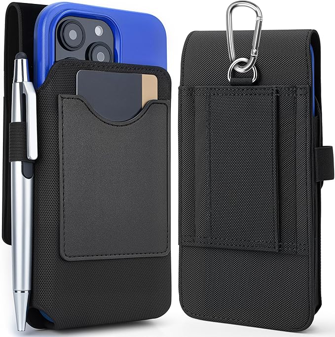 Mopaclle Vertical Nylon Phone Holster with Belt Clip for Galaxy S25/S24/S23/S22 Ultra, Note 20 Ultra, A56, F36 Series – Rugged Cell Phone Belt Holder Fits with Case On, for Men Women Outdoor Work