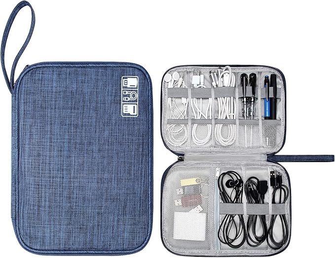 CILLA Travel Cord Organizer Case, Portable Waterproof Storage Bag for Charger, Cord, USB, Power Bank, Earphone, SD Card, Travel Essentials