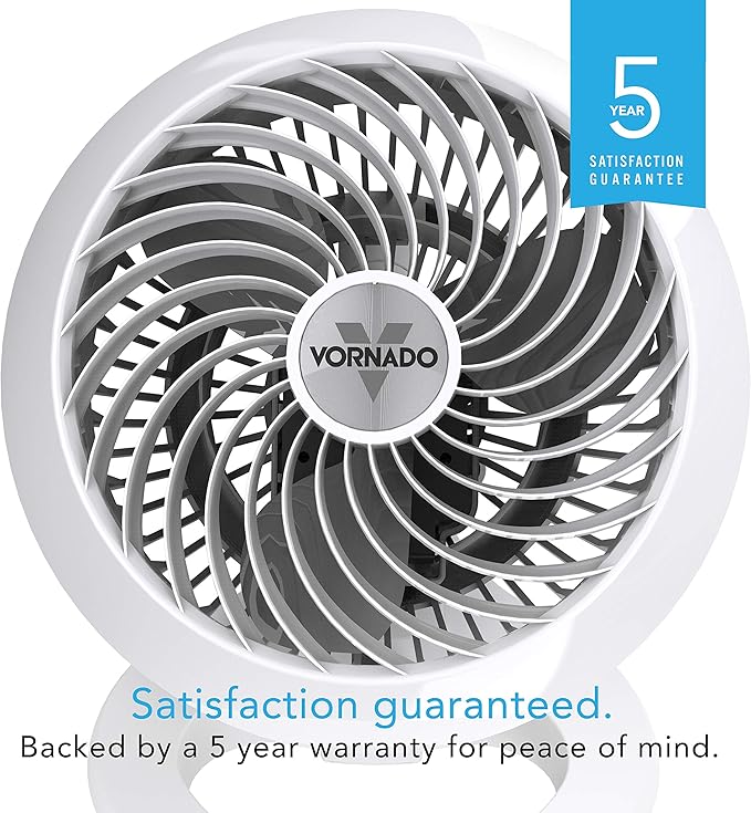 Vornado 460 Whole Room Air Circulator, Small Fan with 3 Speeds, Adjustable Tilt, Easy to Clean, Moves Air 70 Feet, Quiet Fan for Home, Office, Bedroom, White