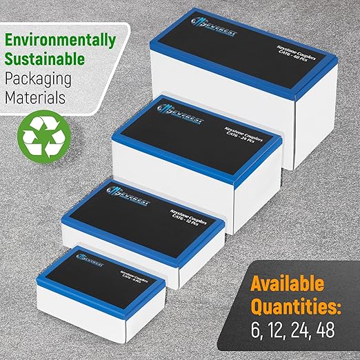 Everest Cat6 RJ45 Keystone Coupler (24-Pack) in Green - RJ45 Coupler - Cat 6 Couplers - Female to Female Cat6 Keystone Jacks - Ethernet Couplers - Ethernet Cable Extender