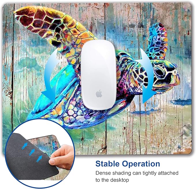 Turtle Mouse pad, Personalized Computer Mousepad, Office Decoration Accessories Gift, Non-Slip Rubber Mouse mat for Laptop