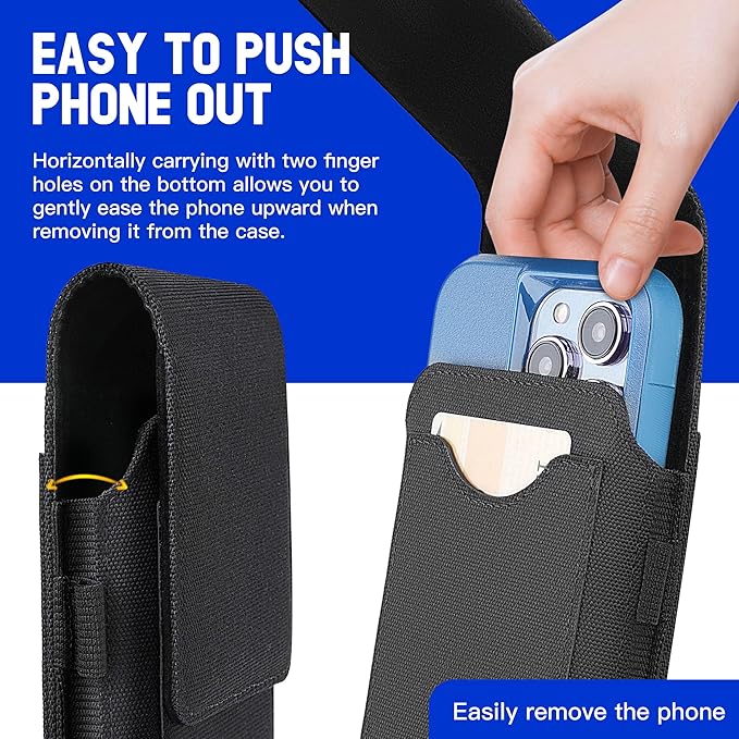 BECPLT Nylon Holster Compatible with Galaxy S25 Ultra S24/S23/S22/S21/S20 Ultra A17 A16 Motorola Moto G56 G Power Black Cell Phone Belt Holder for Men